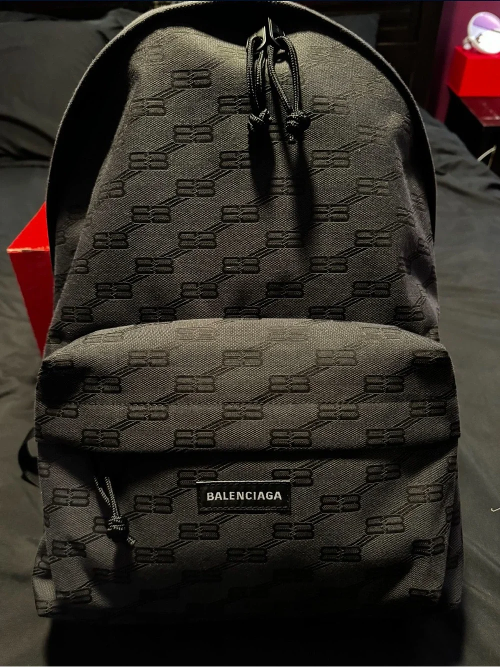 Balenciaga Gray & Black Monogram Backpack w/ Dust Bag & Original Box